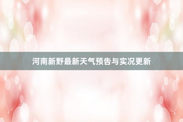 河南新野最新天气预告与实况更新